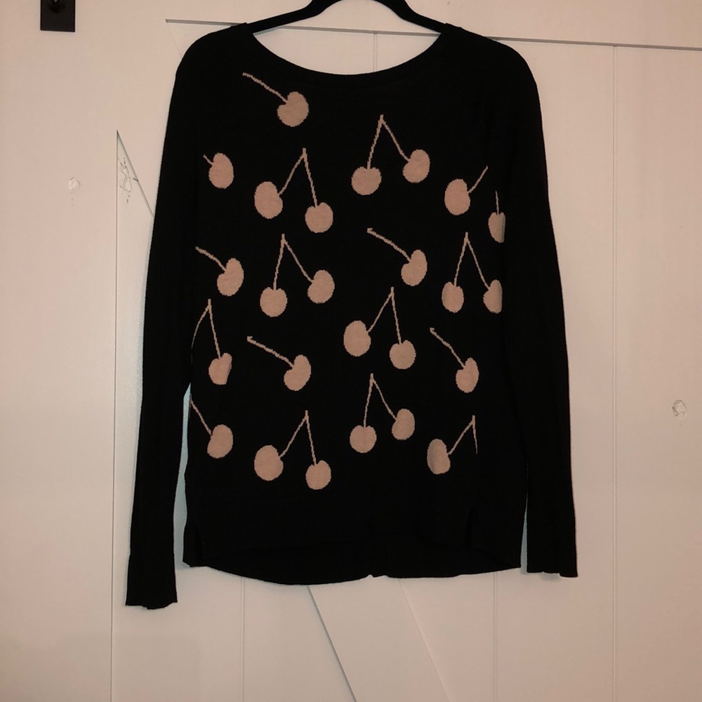 Loft sweater black with cherry pattern